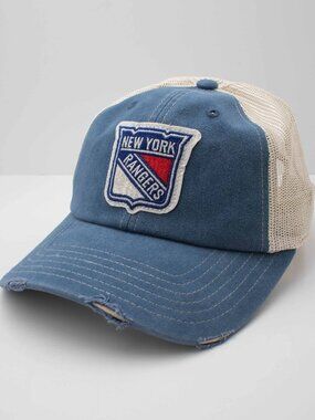 NHL Dad Hat New York Rangers Embroidered Distressed Vintage Mesh Snapback